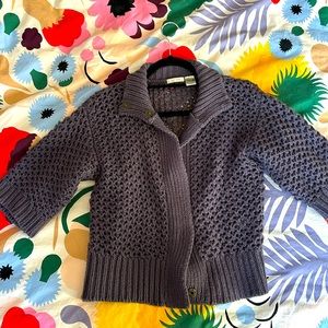 Chunky purple snap cardigan sweater